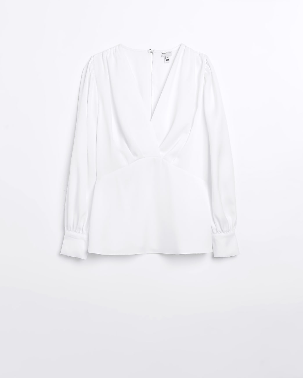 White long sleeve V neck blouse