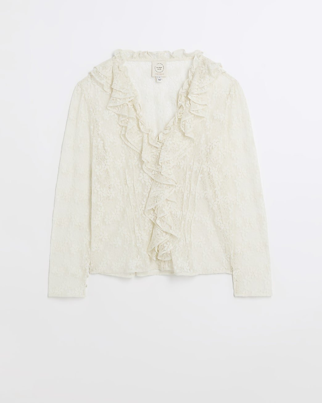 Cream lace frill detail blouse