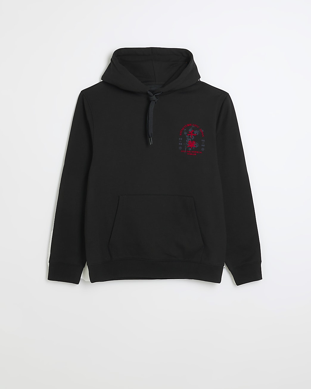 Black regular fit Japanese graphic hoodie