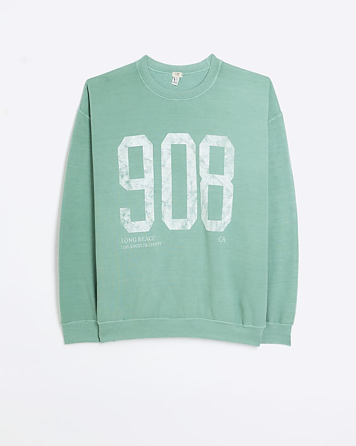 Green graphic print sweatshirt