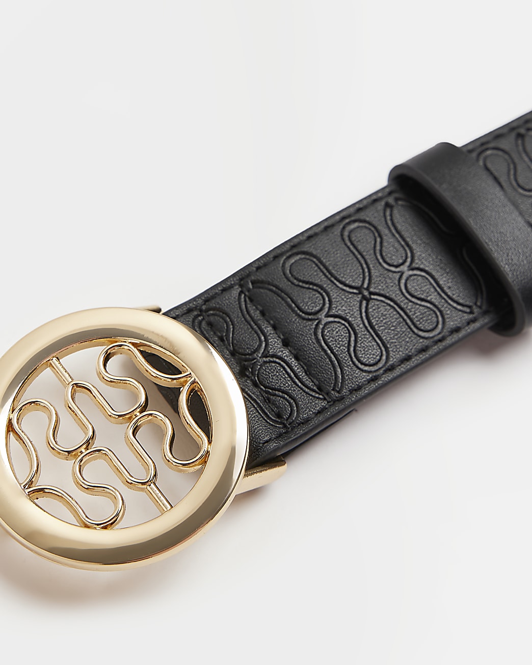 Black monogram belt