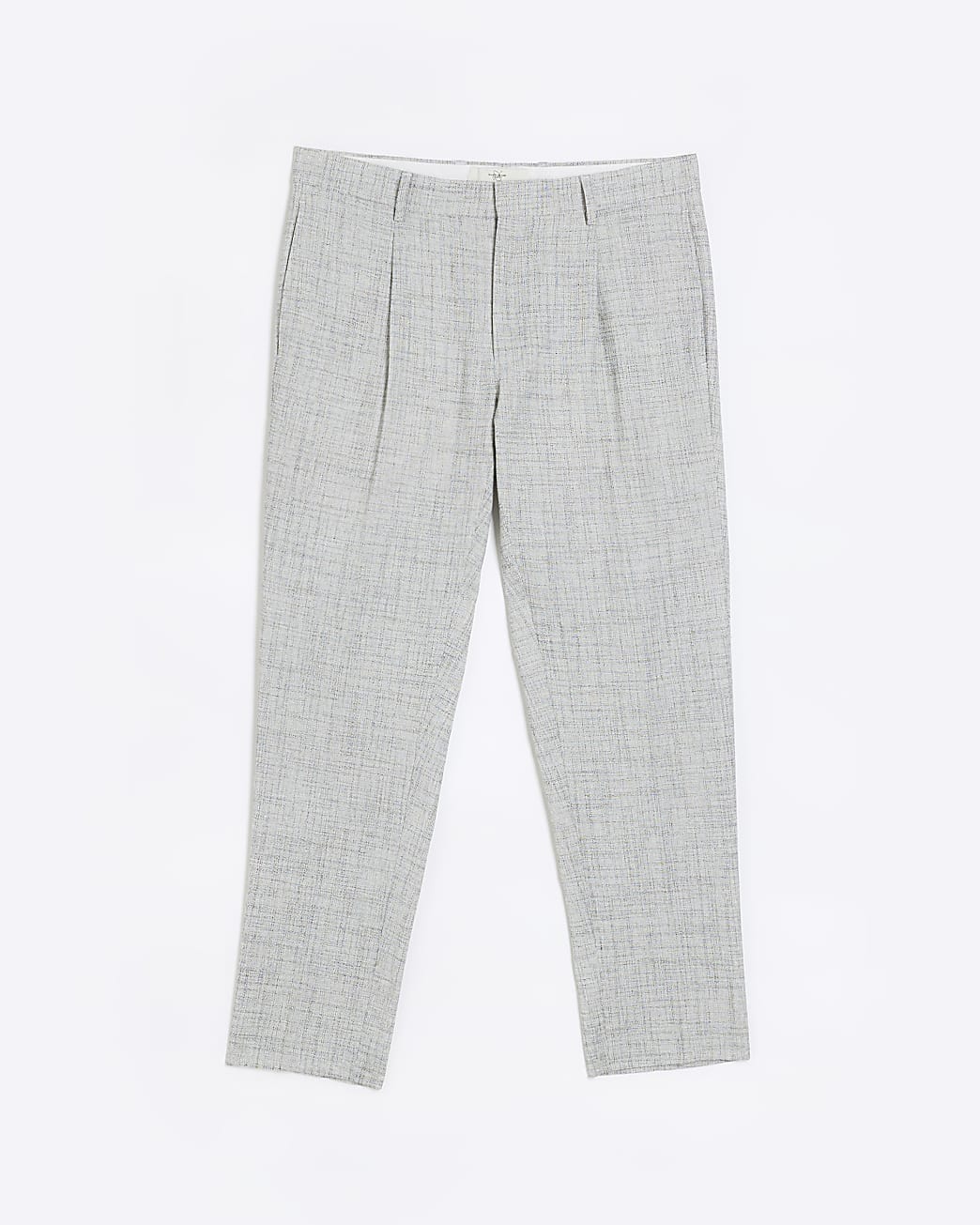 Grey regular fit linen blend suit trousers