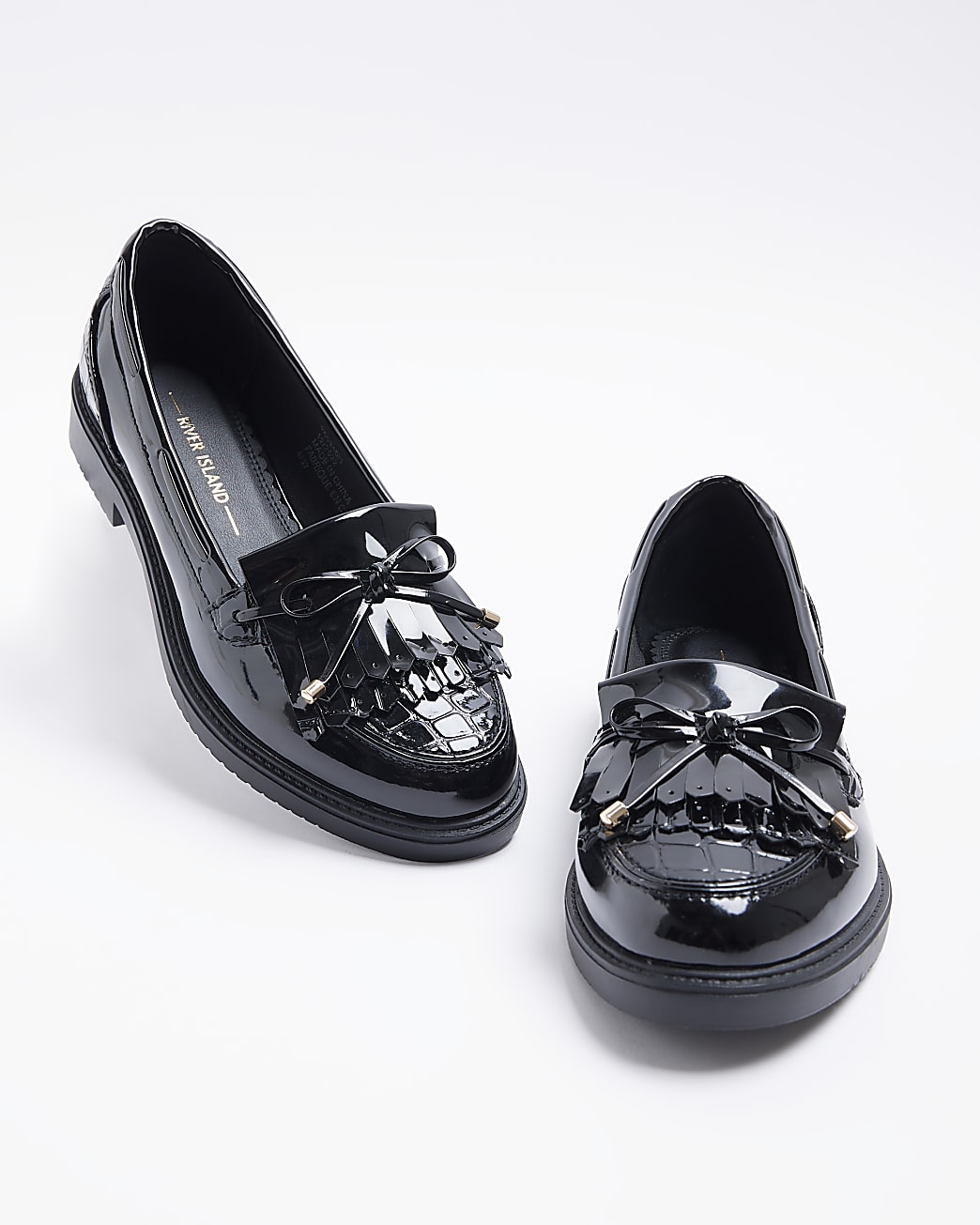 Black patent loafers