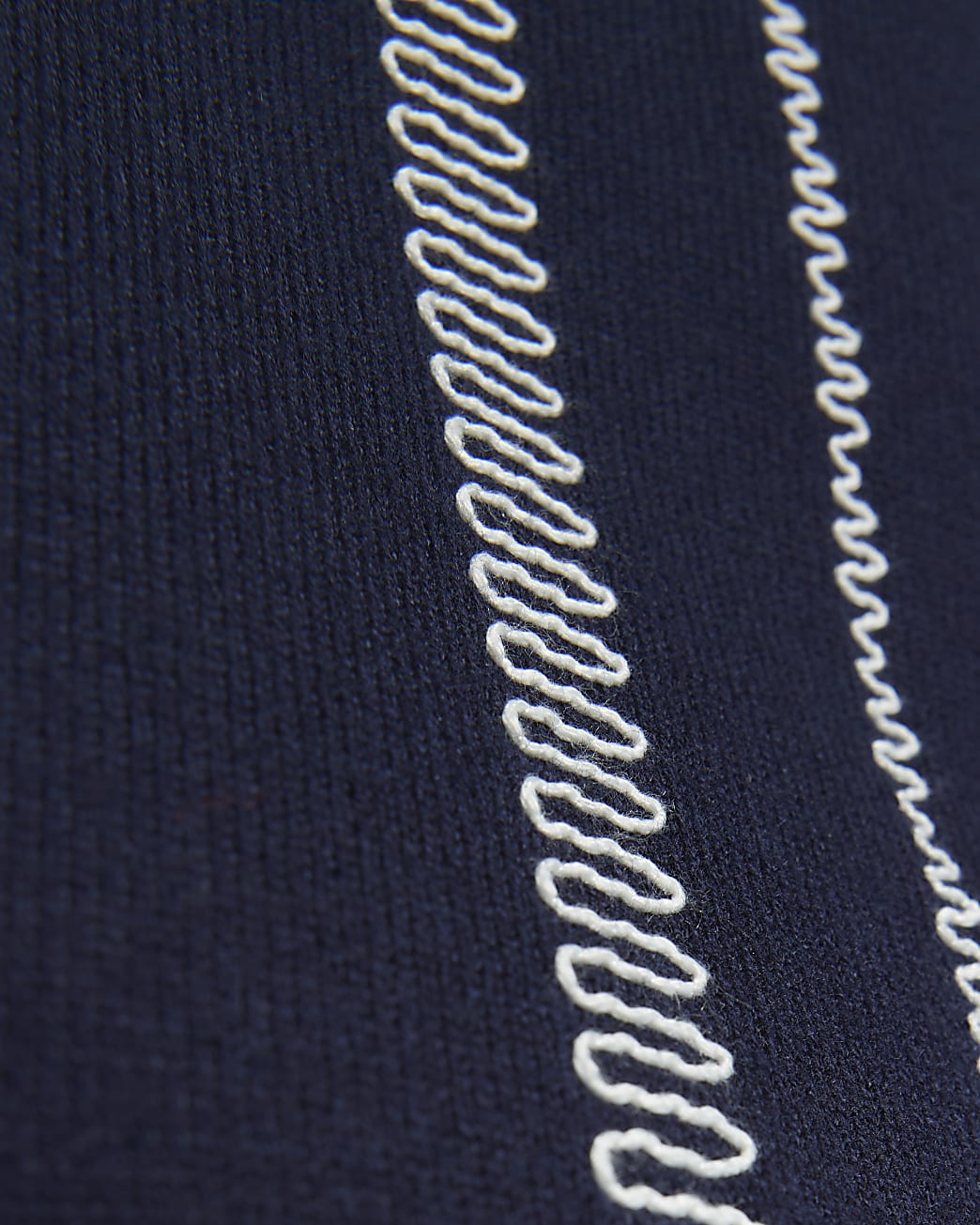 Navy slim fit knitted embroidered shirt