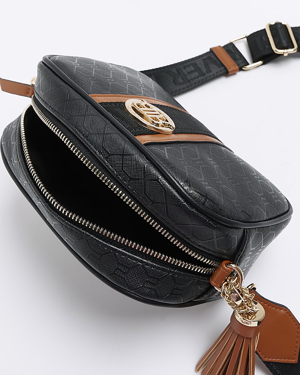 Black monogram cross body bag