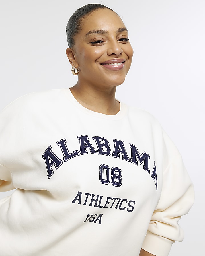 Plus beige graphic sweatshirt