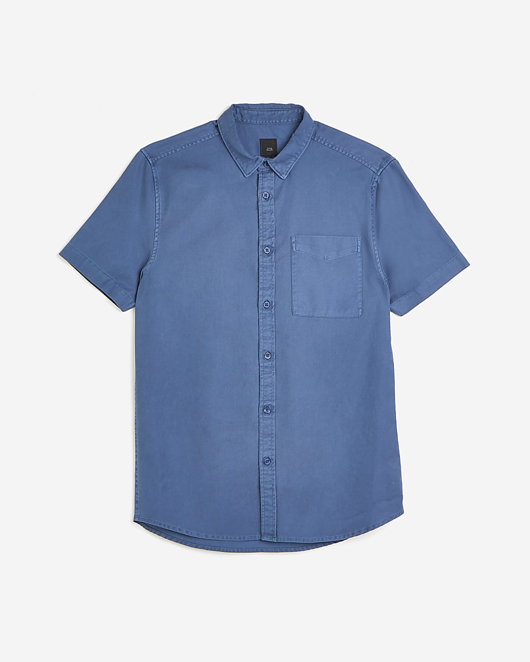 Navy regular fit short sleeve Lyocell shirt