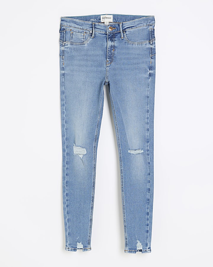 Blue molly ripped bum sculpt jeggings