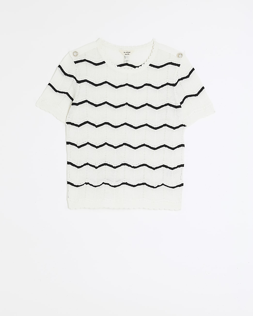 Cream knitted stripe t-shirt