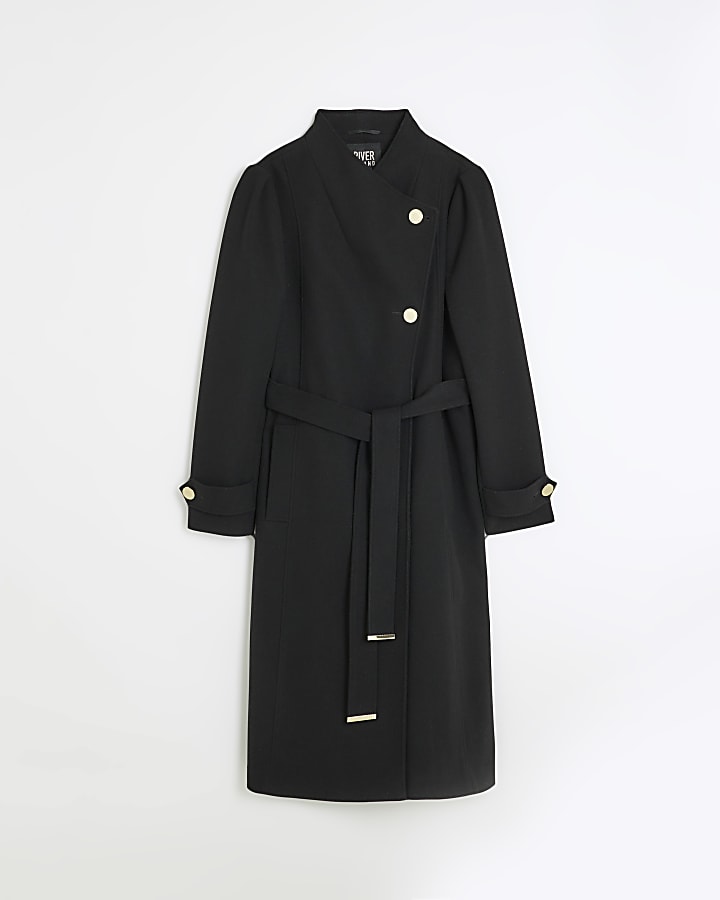 Black Fall Away Wrap Coat