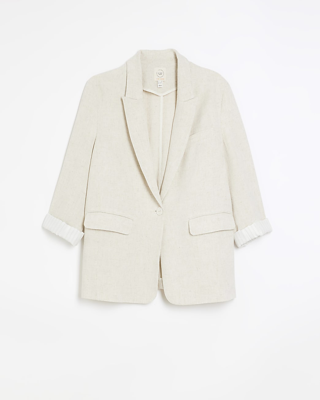 Beige rolled sleeve blazer