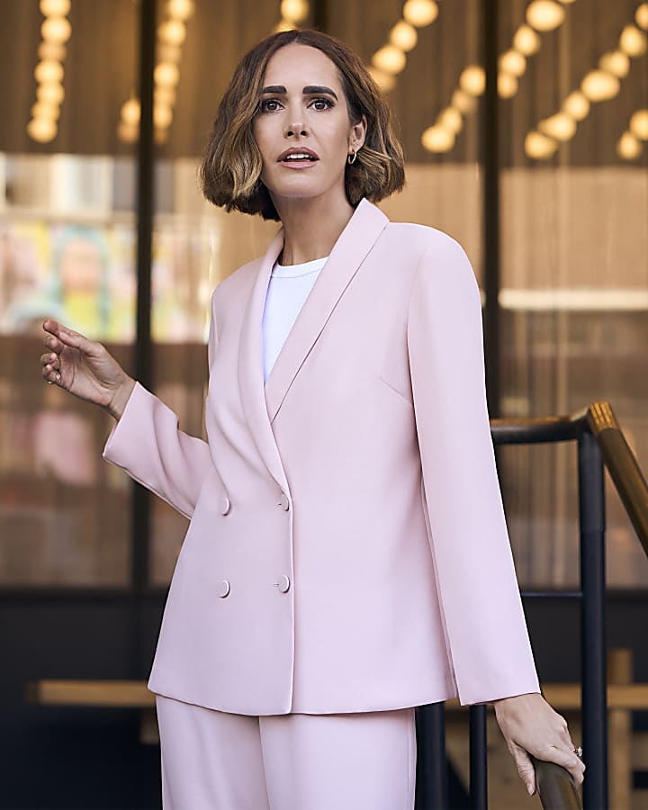 Pink double breasted blazer