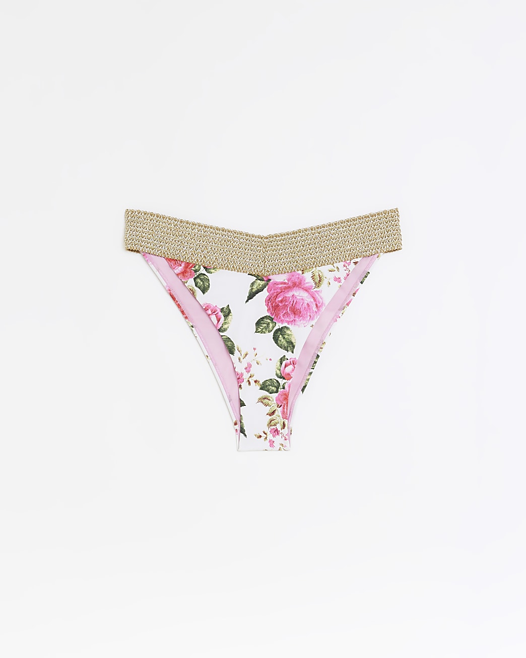 White floral brief bikini bottoms