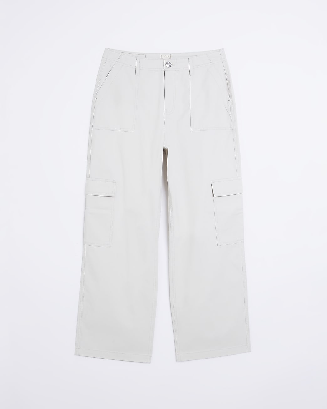 Ecru wide leg cargo trousers