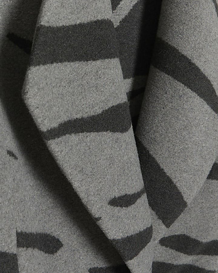 Grey zebra print fall away coatigan