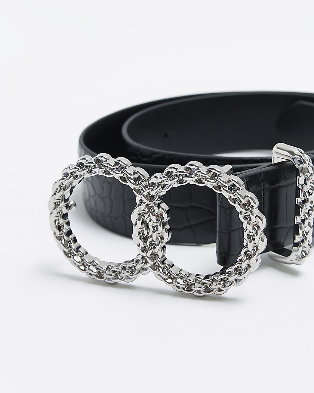 Black double buckle belt