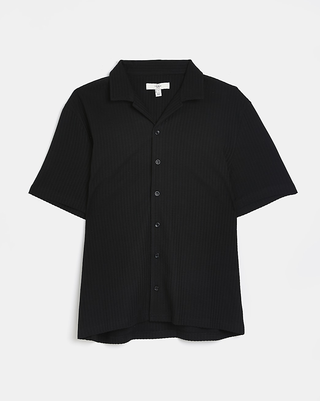 Black regular fit Revere seersucker Shirt