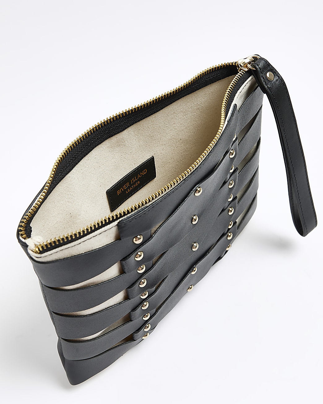 Black leather cut out pouchette