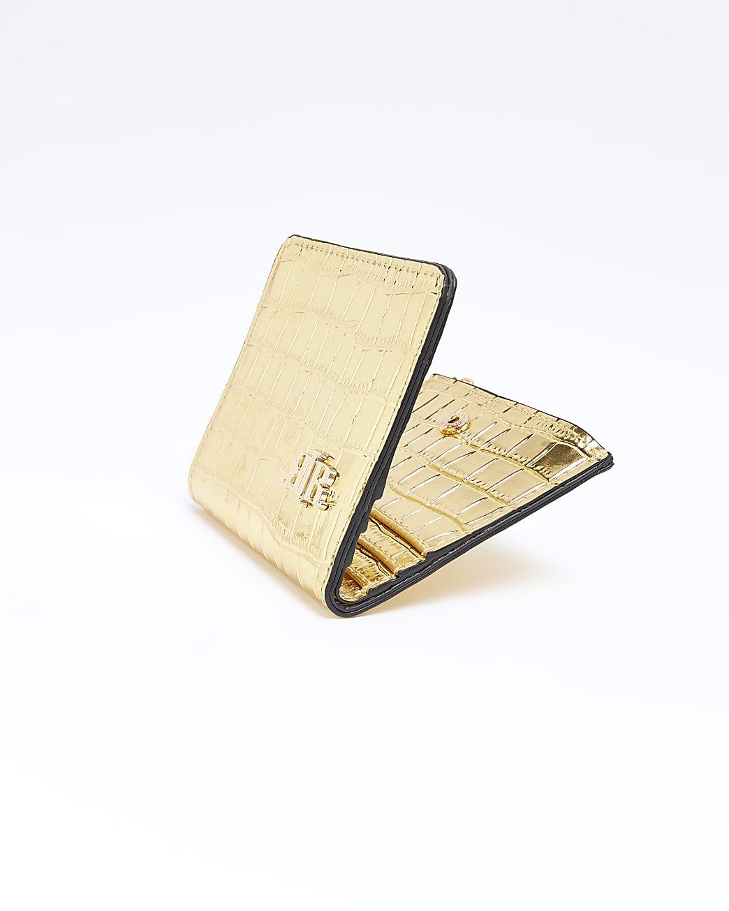 Gold croc zip cardholder purse