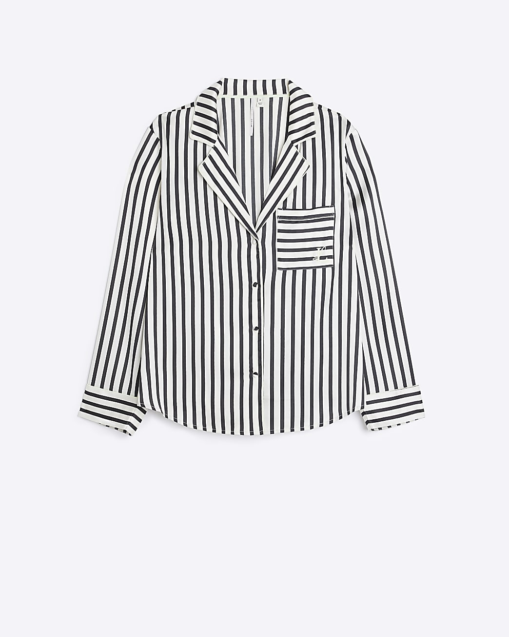 Black stripe satin pyjama top