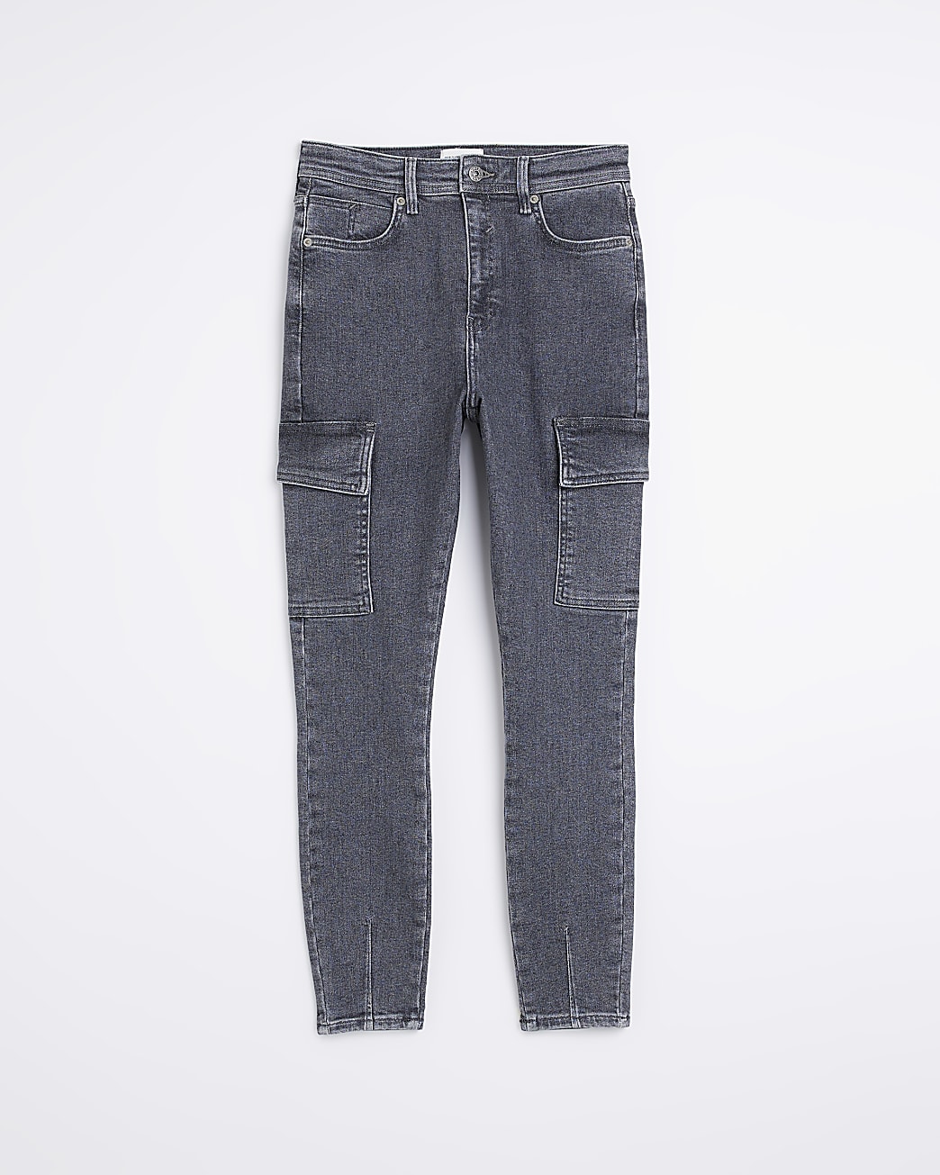Black mid rise cargo skinny jeans