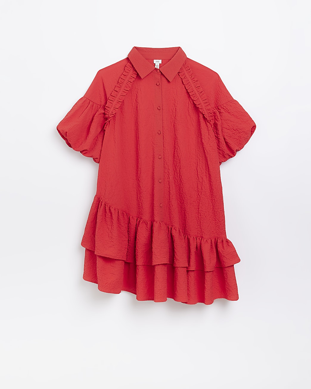 Red asymmetric smock mini shirt dress