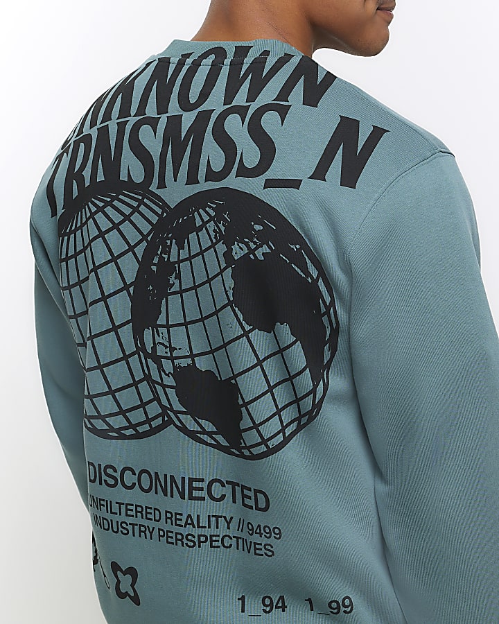 Blue regular fit graphic sweatshirt