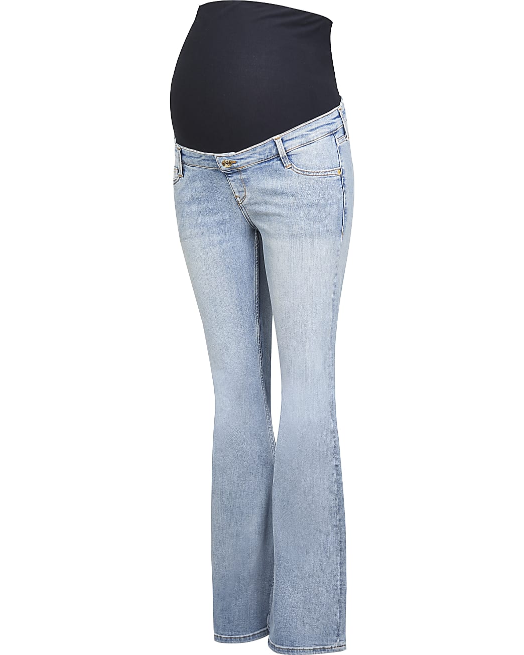Blue maternity split hem flared jeans