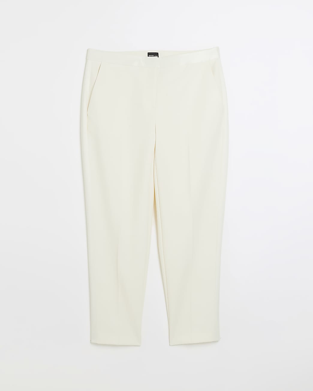 Cream Satin straight leg trousers
