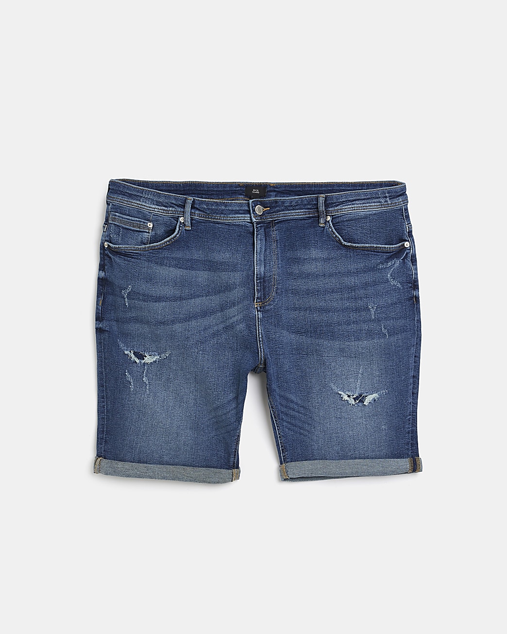 Big & tall blue skinny fit denim shorts