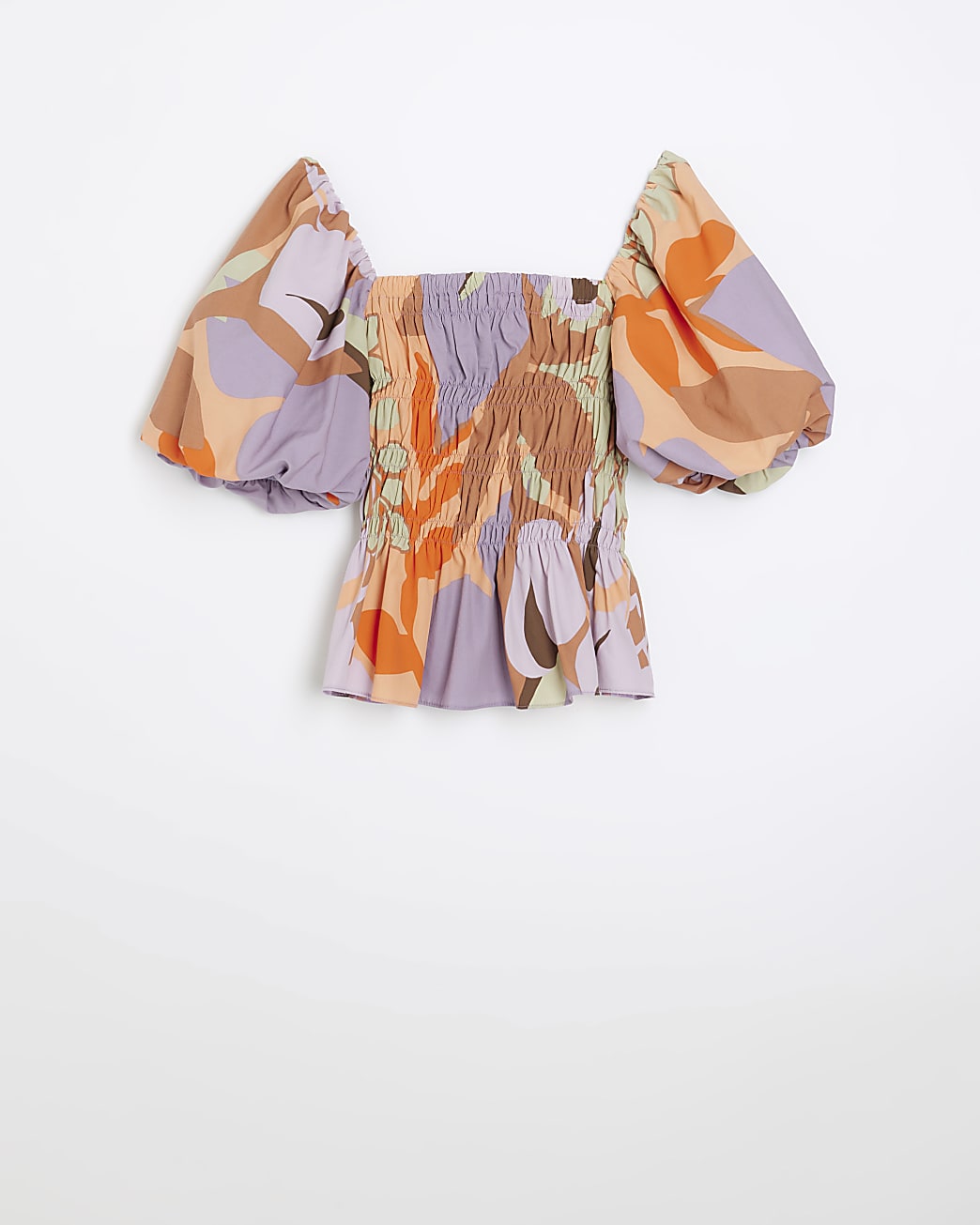 Plus orange print short sleeve top