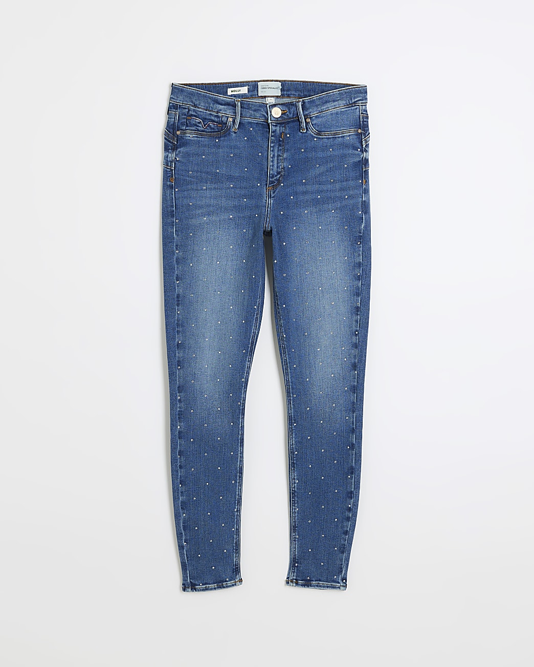Blue diamante detail super skinny jeans