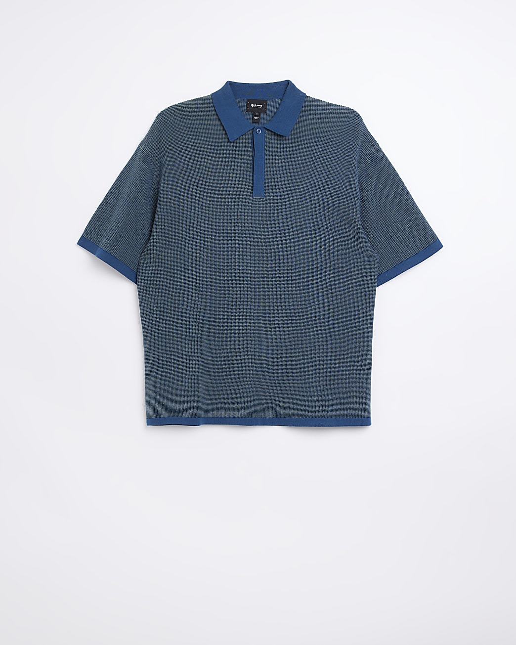Blue oversized fit textured polo