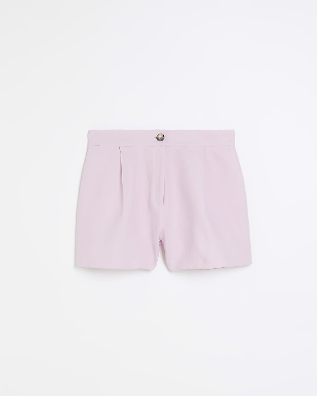 Purple linen blend button shorts