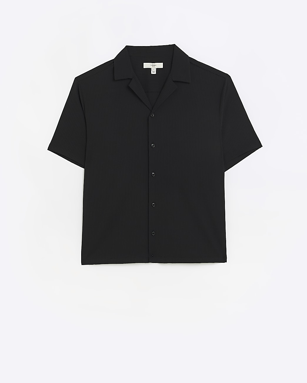 Black regular fit seersucker shirt