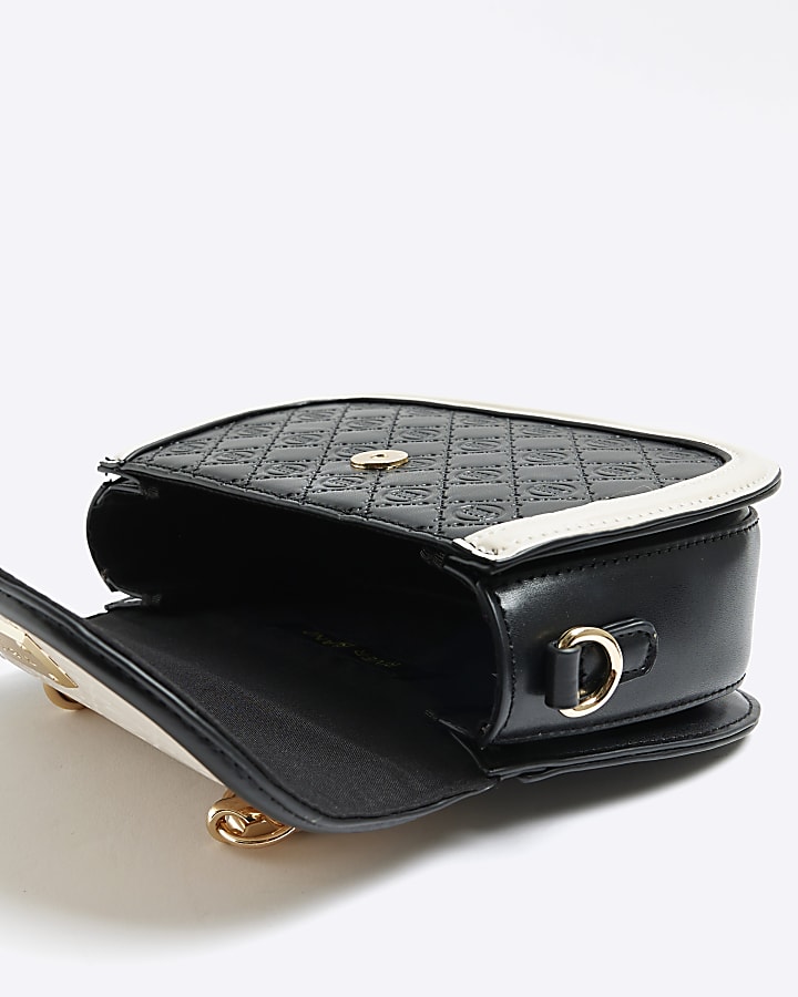 Black embossed mini cross body bag