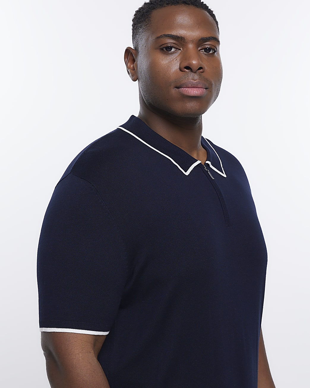 Big & Tall navy slim fit short sleeve polo