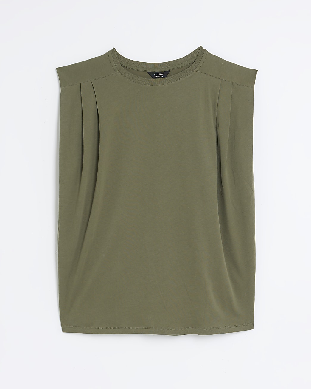 Khaki box fit pleated t-shirt
