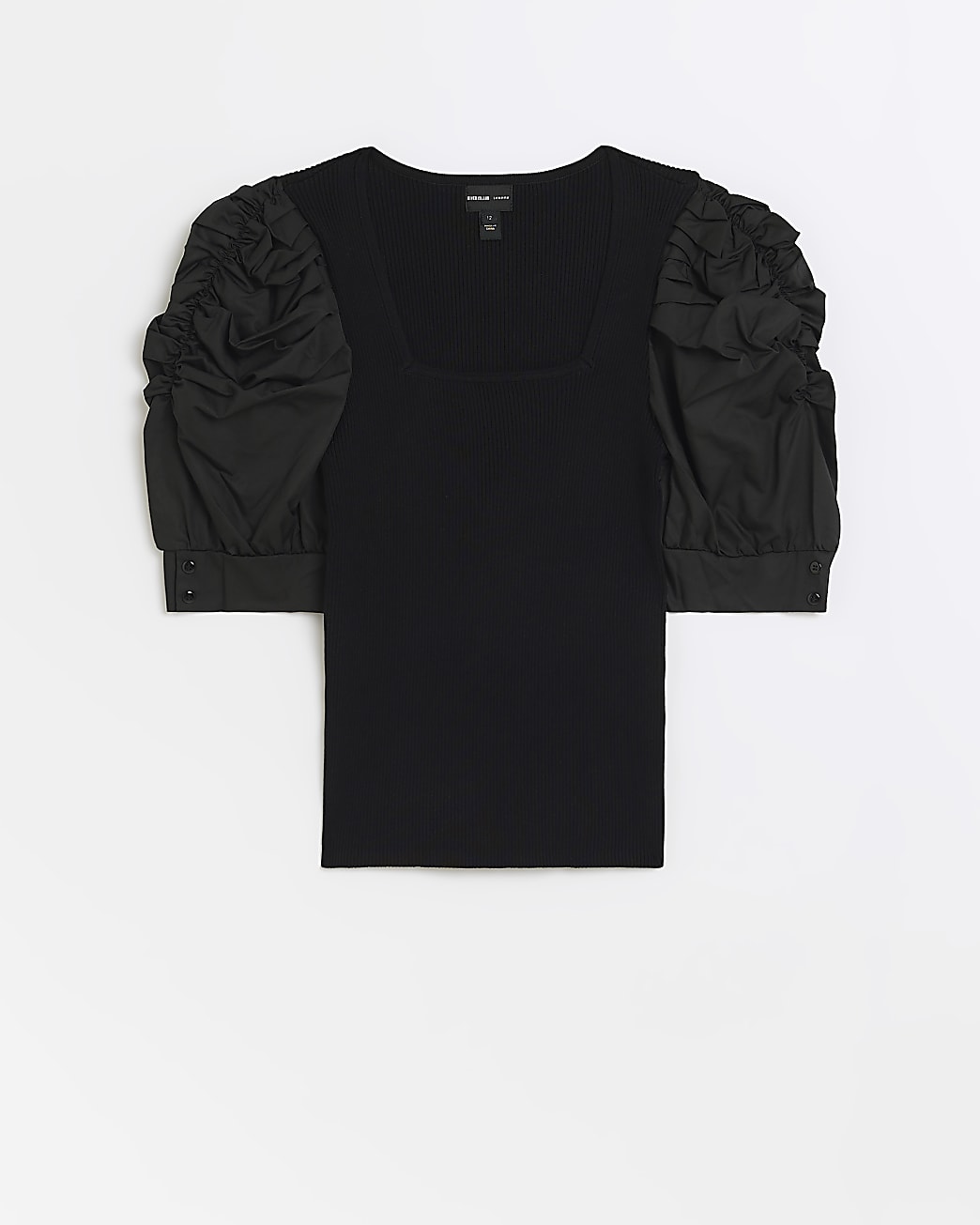 Black ruched short sleeve top
