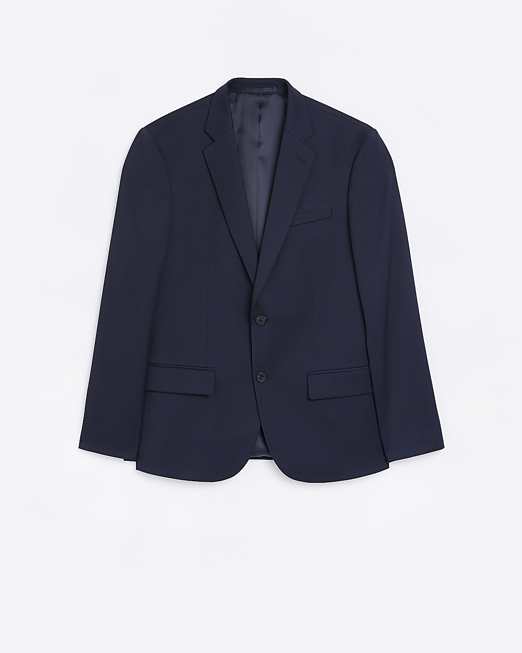 Navy skinny fit herringbone suit jacket