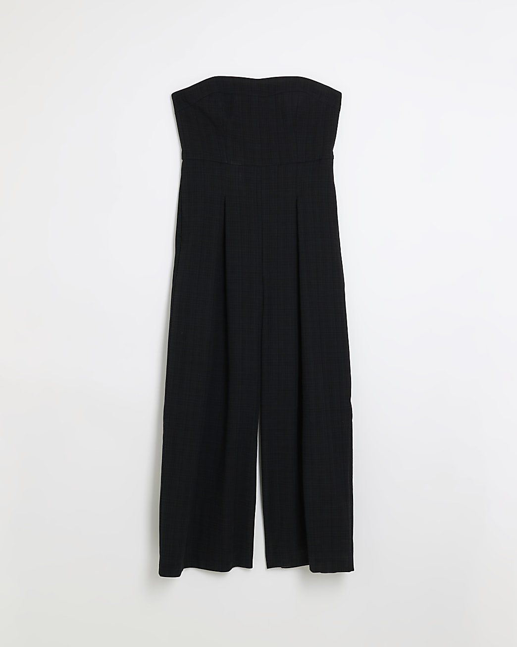 Black linen blend bandeau jumpsuit