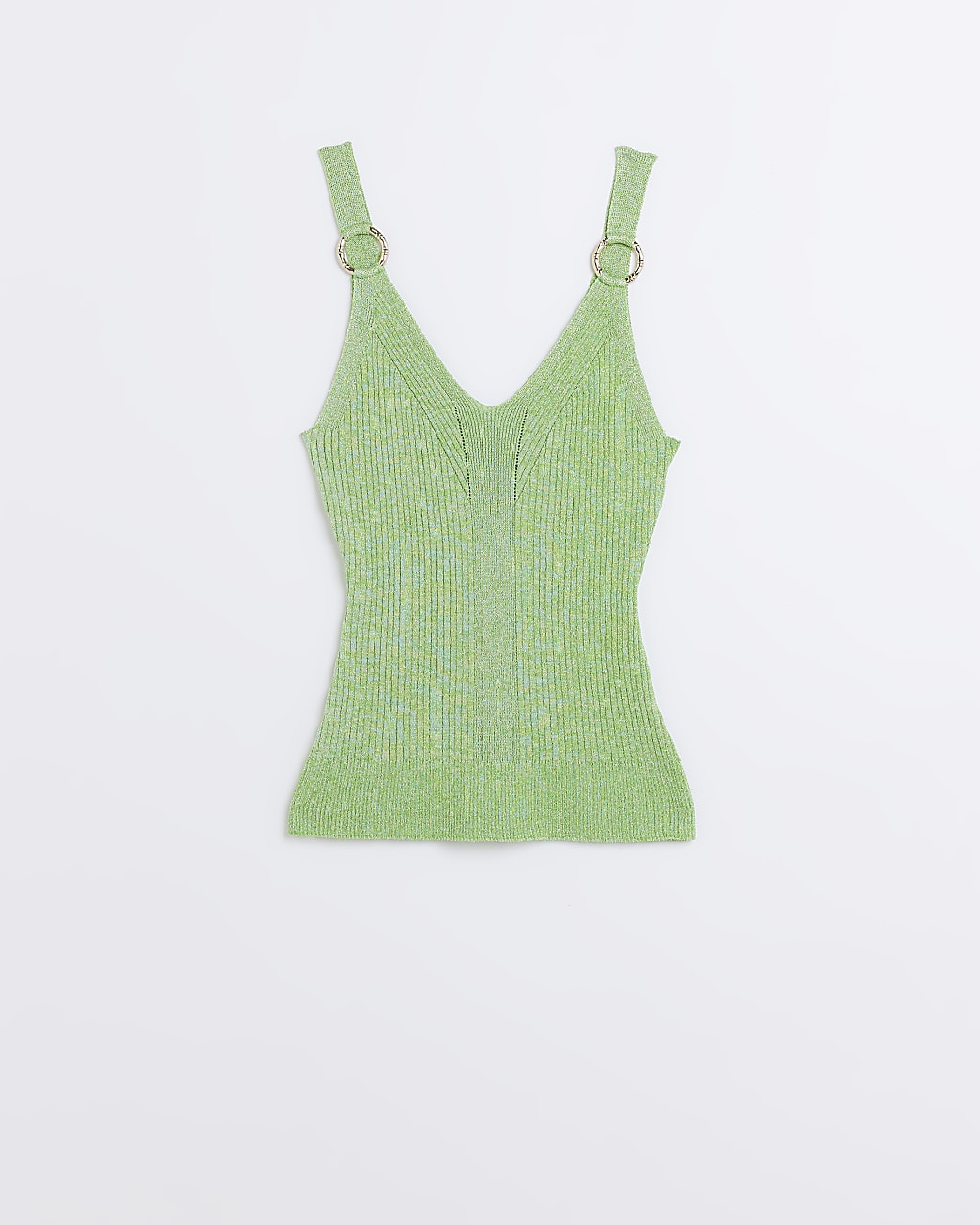 Green rib gold hoops vest top