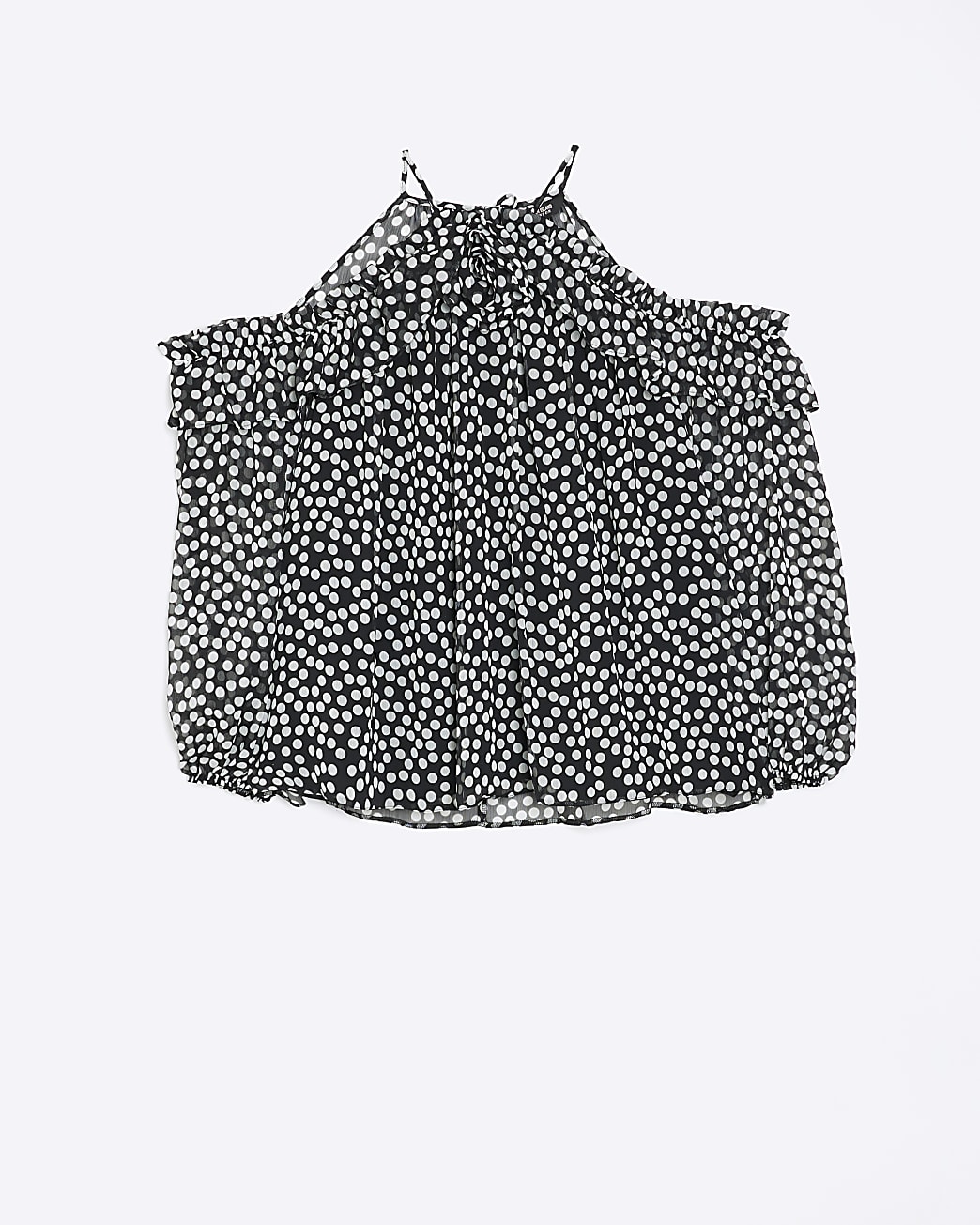 Plus black chiffon spot corsage blouse