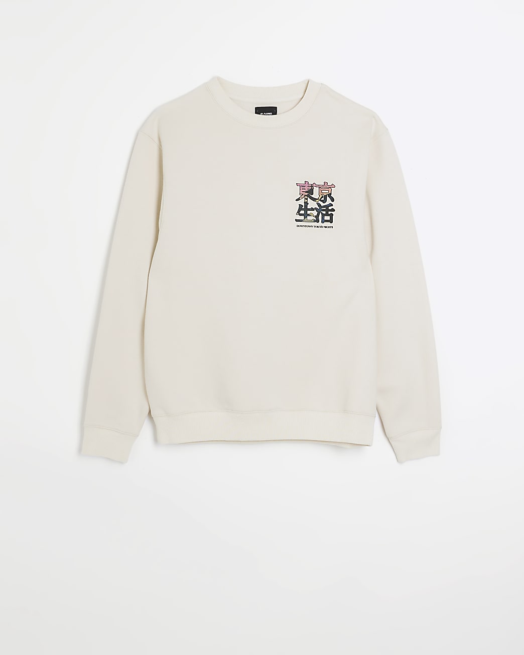 Ecru regular back Japanese print sweatshirt