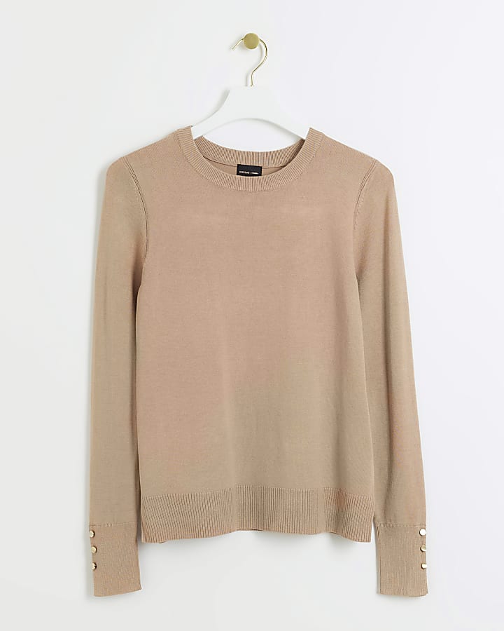 Brown knitted long sleeve top