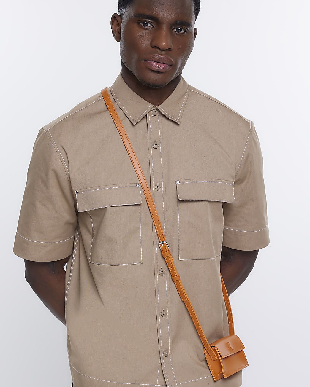 Stone regular fit utility shirt