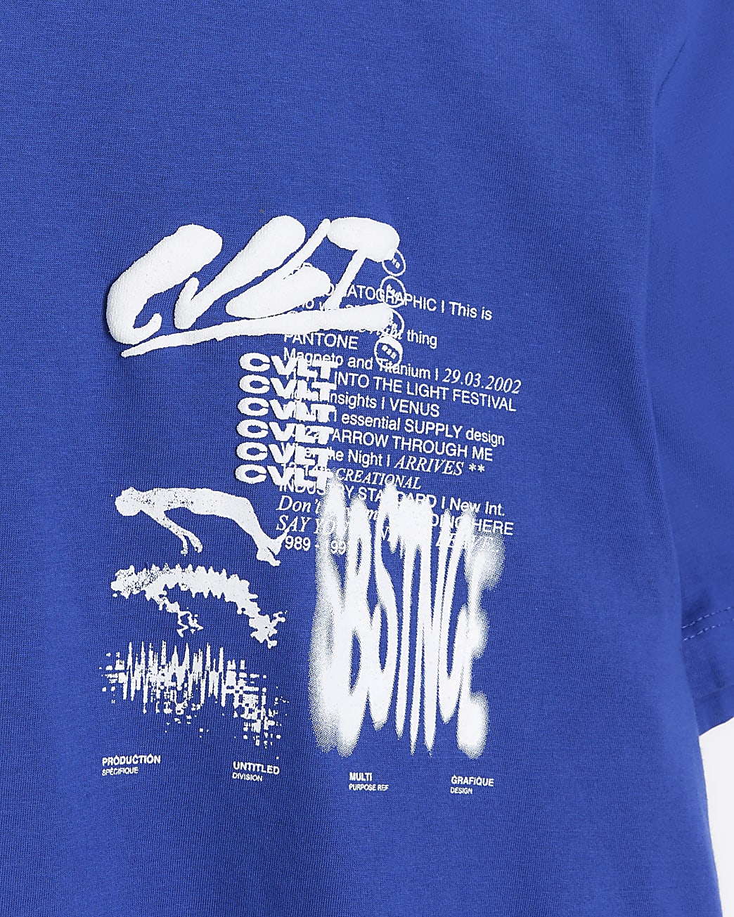 Blue regular fit graffiti graphic t-shirt