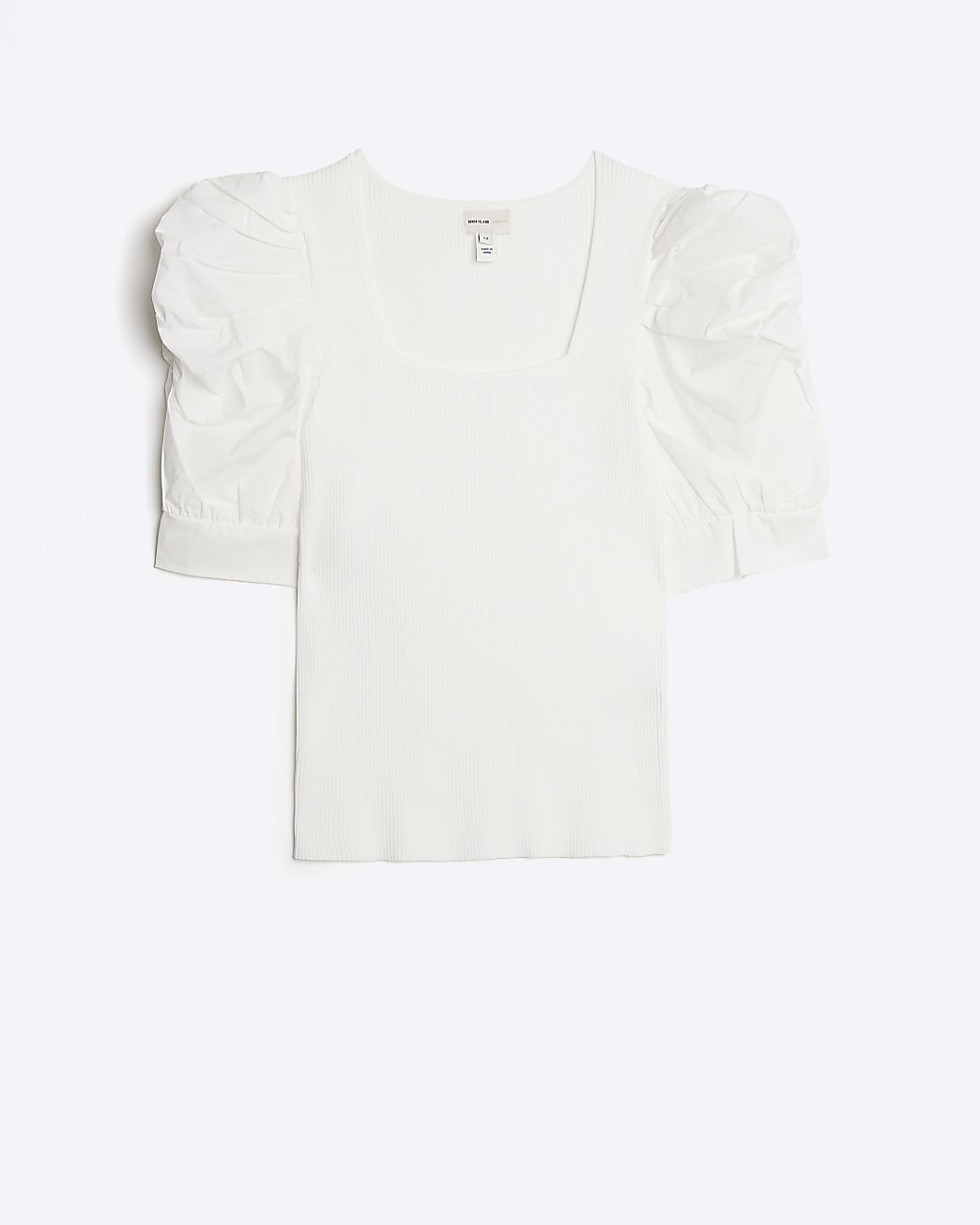 White ruched short sleeve top