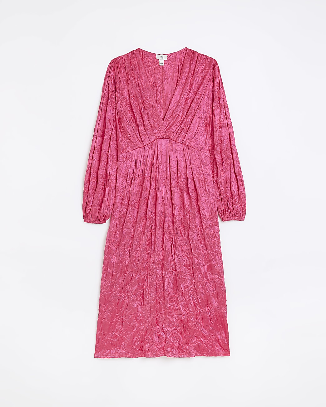 Petite pink long sleeve wrap midi dress