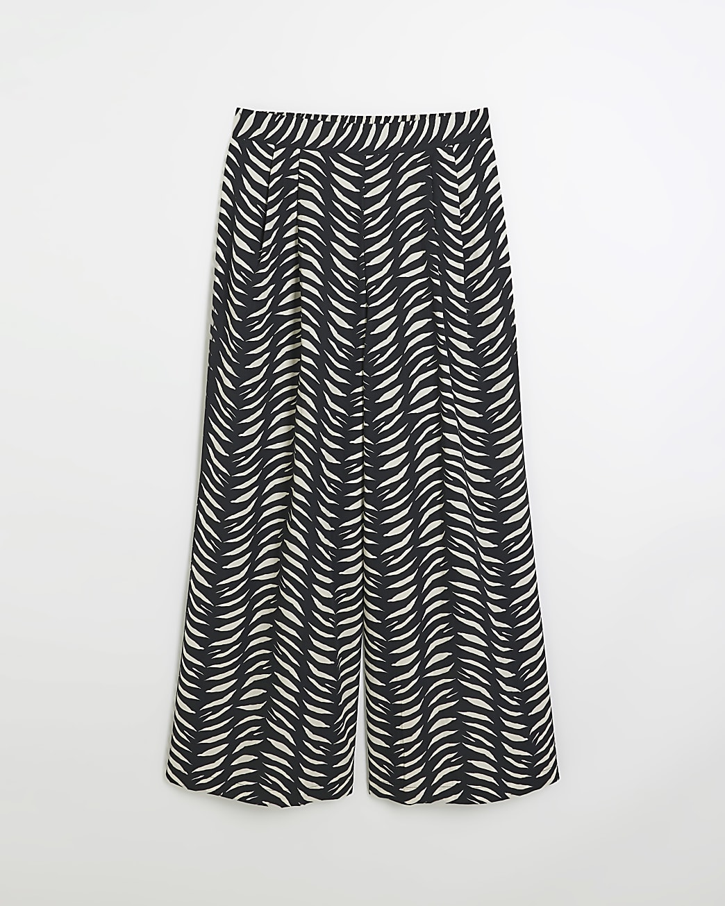 Black abstract print wide leg trousers